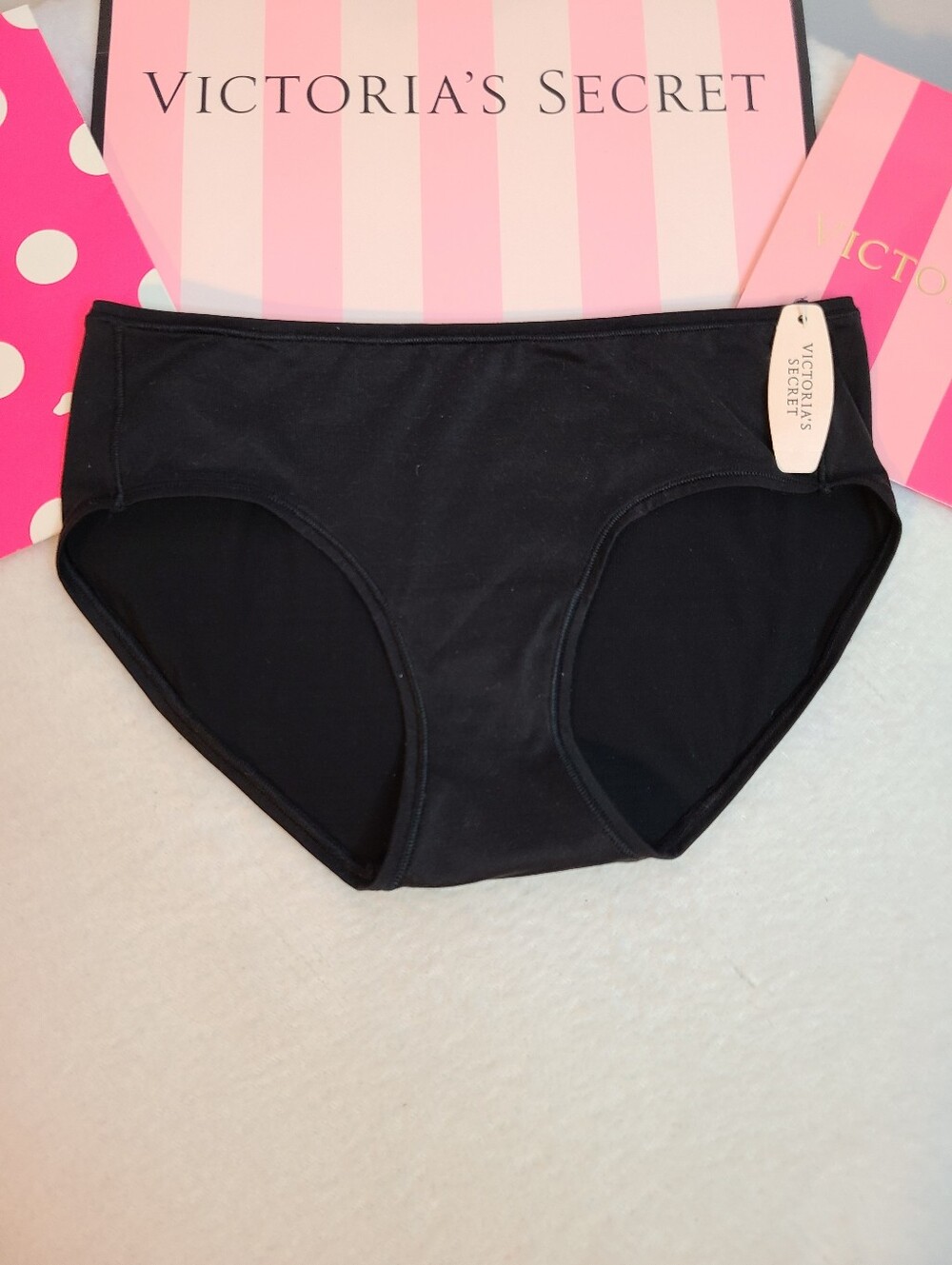 Y2K Victoria's Secret Fabulous Satin Classic Hiphugger Panty Size M Black